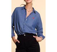 ICode Authentic Blue Denim Shirt With Heart Embroidery Authentic B size XL | Button-Down Shirts Outlet | Women | Blue XL