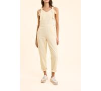 ICode Ecru Denim Dungarees With Yellow Stripes Ecru size 40 | Jumpsuits Outlet | Women | Blue 40