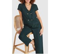 ICode Imperial Green Linen Buttoned Wrap Top size S | Blouses Outlet | Women | Green S