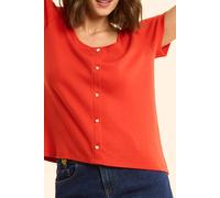 ICode Red Pointelle Knit T-shirt With Buttons Carmine Red size S | Shirts Outlet | Women | White S
