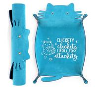 ICoDeesse Blue Cat Dice Tray Novelty Purple Cat Shape PU Leather Dice Tray for Rolling Portable Dice Holder Desk Organizer DND Accessories Unique Gift for RPG Game Players