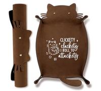 ICoDeesse Cat Dice Rolling Tray Novelty Folding Leather Dice Holder Portable Dice Storage Accessories Decorative Desk Organizer Funny Gift for DND RPG Game Players