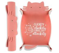 ICoDeesse Cat Dice Tray Pinkk for Rolling Funny Folding Leather Dice Tray Portable Travelling Dice Storage Accessories Decorative Desk Organizer for RPG, DND Game Players