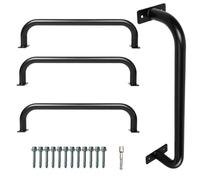 ICokin 17”Metal Playground Safety Handles, Non-Slip Grab Bars for Kids Playsets, Indoor Ceiling Grab Bars and Outdoor Monkey Bars Playgrounds Climbing Frames,Treehouses and Wall ladders (Black-4 Pcs)