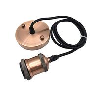 Icole Vintage Pendant Light Fitting, Modern Retro Industrial Style E27 Copper Lamp Holder Copper Ceiling Rose,150cm Black Braided Flex Cable