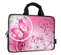 iColor 9.7 10 10.1 10.2 inch Neoprene Tablet Bag Carring Case Sleeve Cover with Handle for 9.7 to 10.2 Inch Laptops/Notebook/ebooks/Kids Tablet/Apple ipad Pink Butterfly ICB10-10