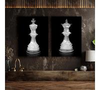 ICOMPY Chess King & Queen Poster Piece Wall Art Picture Canvas Print Modern Mural Office Living Room Home Decoration Painting 16x24inch(40x60cm) x2 No frame