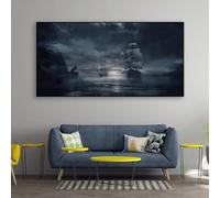 ICOMPY Ships Canvas Print Poster Abstract Canvas Painting Sailing Ship Canvas Painting Dark Wall Art Home Room Decor 28x56inch(70x140cm) Noframe