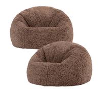 icon 2 Pack Kids Kingston Teddy Berber Fleece Classic Dome Bean Bag in Brown | Size: Medium ICON Brown Medium