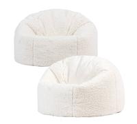 icon 2 Pack Kids Kingston Teddy Berber Fleece Classic Dome Bean Bag in Natural | Size: Medium ICON Natural Medium