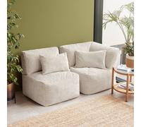 icon 2pcs Noa Bean Bag, 1x Corner, 1x Recliner, Jumbo Cord in Cream ICON Cream