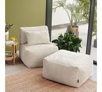 icon 2pcs Noa Bean Bag, 1x Recliner, 1x Slab, Jumbo Cord in Cream ICON Cream