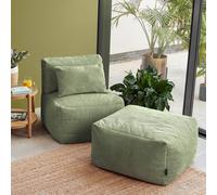 icon 2pcs Noa Bean Bag, 1x Recliner, 1x Slab, Jumbo Cord in Green ICON Green