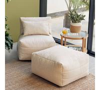 icon 2pcs Noa Bean Bag, 1x Recliner, 1x Slab, Outdoor Woven Natural ICON Natural
