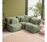 icon 3pc Noa Bean Bag, 1x Corner, 2x Recliner, Jumbo Cord in Green ICON Green
