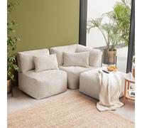 icon 3pcs Noa Bean Bag, 1x Corner, 1x Recliner, 1x Slab, Jumbo Cord in Cream ICON Cream