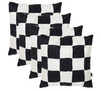 icon 4 Pack Cushion 43x43 Kyoto Fabric, Checkerboard Mono in White ICON White