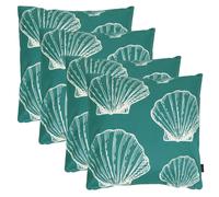 icon 4 Pack Cushion 43x43 Kyoto Fabric, Large Sea Shell in Bottle Green ICON Bottle Green