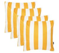 icon Indoor Outdoor Cushions Filled, Stripe Collection, Yellow, Set of 4, 43cm x 43cm, Water Resistant, Yellow Outdoor Cushions for Garden Furniture, Lounge, Garden, Patio