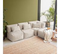 icon 4pcs Noa Bean Bag, 1x Corner, 2x Recliner, 1x Slab, Jumbo Cord in Cream ICON Cream