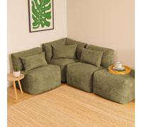 4Pcs Icon Noa, 1X Corner, 2X Recliner, 1X Slab, Jumbo Cord Sage Green