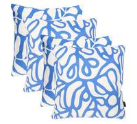 icon 4PK Cushion x 2 Squiggle Leaf Blue, x2 Abstract Leaf Blue ICON Multicolor