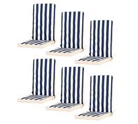 icon 6-Pack Outdoor Garden Seat Pads, Striped, Double-Sided in Navy ICON Navy