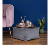 Amara Velvet Bean Bag Pouffe ICON Charcoal One Size