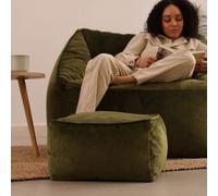 icon Amara Velvet Bean Bag Pouffe Olive Green