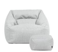 icon Bean Bag Armchair And Footstool Outdoor Woven, Grey