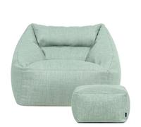 icon Bean Bag Armchair And Footstool Outdoor Woven, Sage Green
