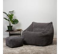 icon Bean Bag Armchair & Footstool Jumbo Cord Bundle in Charcoal ICON Charcoal