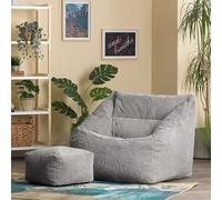 Icon Morgan Corduroy Armchair Bean Bag And Footstool Set Grey Giant Bean Bag Chair