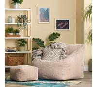 icon Bean Bag Armchair & Footstool Jumbo Cord Bundle in Natural ICON Natural