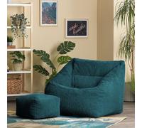 Morgan Cord Armchair Bean Bag and Footstool Set Giant Bean Bag Chair ICON Teal One Size