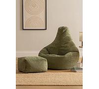 Icon Beanbags Dalton Cord Recliner Bean Bag And Pouffe Age Green