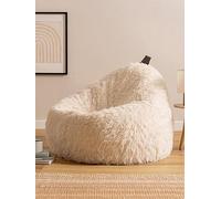 icon Cocoon Faux Fur Bean Bag Natural Bean Bag Chairs in White ICON White