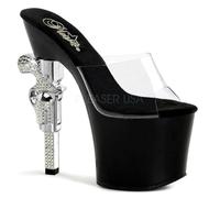 Icon Carnaby Street (Pleaser) Women's Revolver-701 Black Clear Stiletto Platform Slide Heels Size UK 2-9 EU 35-42 (Black Clear, UK Footwear Size System, Adult, Women, Numeric, Medium, 2)