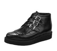 Icon Carnaby Street (T.U.K. Unisex Adults A8503 Black Leather 3-Buckle Up Pointed Toe Creepers Chelsea Boots Size UK 3-12 EU 37-46 (Black, UK Footwear Size System, Adult, Men, Numeric, Medium, 4)