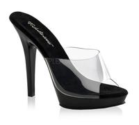 Icon Carnaby Street Women's Lip-101 Black Transparent Peep Toe Stiletto Slide Heels Size UK 2-9 EU 35-42 (Black Clear, UK Footwear Size System, Adult, Women, Numeric, Medium, 7)