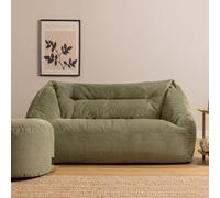 Icon Cecilia Corduroy Two Seater Sofa Bean Bag And Round Footstool, Sage Green