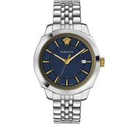 Icon Classic Blue Stainless Steel Watch- male- Versace- Watches- Gray- ONE SIZE- Accessories ONE SIZE