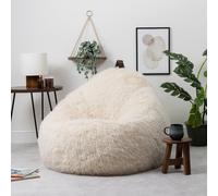 icon Cocoon Faux Fur Bean Bag Natural Bean Bag Chairs in White ICON White
