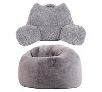 Icon Cuddle Cushion And Kids Kingston Rabbit Faux Fur Classic Bean Bag, Light Grey