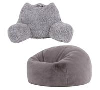 Icon Cuddle Cushion And Kingston Rabbit Faux Fur Classic Bean Bag, Light Grey