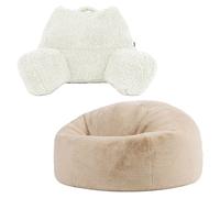 icon Cuddle Cushion & Kingston Rabbit Faux Fur Classic Bean Bag in Natural ICON Natural