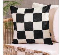 icon Cushion 43x43 Kyoto Fabric, Checkerboard Mono in White ICON White
