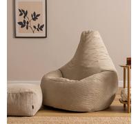 icon Dalton Corduroy XL Recliner Bean Bag & Footstool in Stone | Size: Extra Large ICON Stone Extra Large