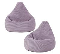icon Pack of 2 Dalton Kids Bean Bag, Corduroy Childrens Beanbag in Purple ICON Purple