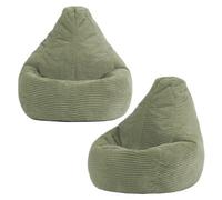 icon Pack of 2 Dalton Kids Bean Bag, Corduroy Childrens Beanbag in Green ICON Green